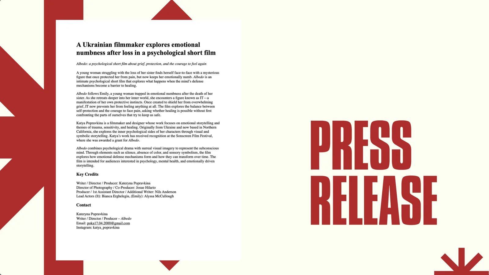 Albedo press kit — press release