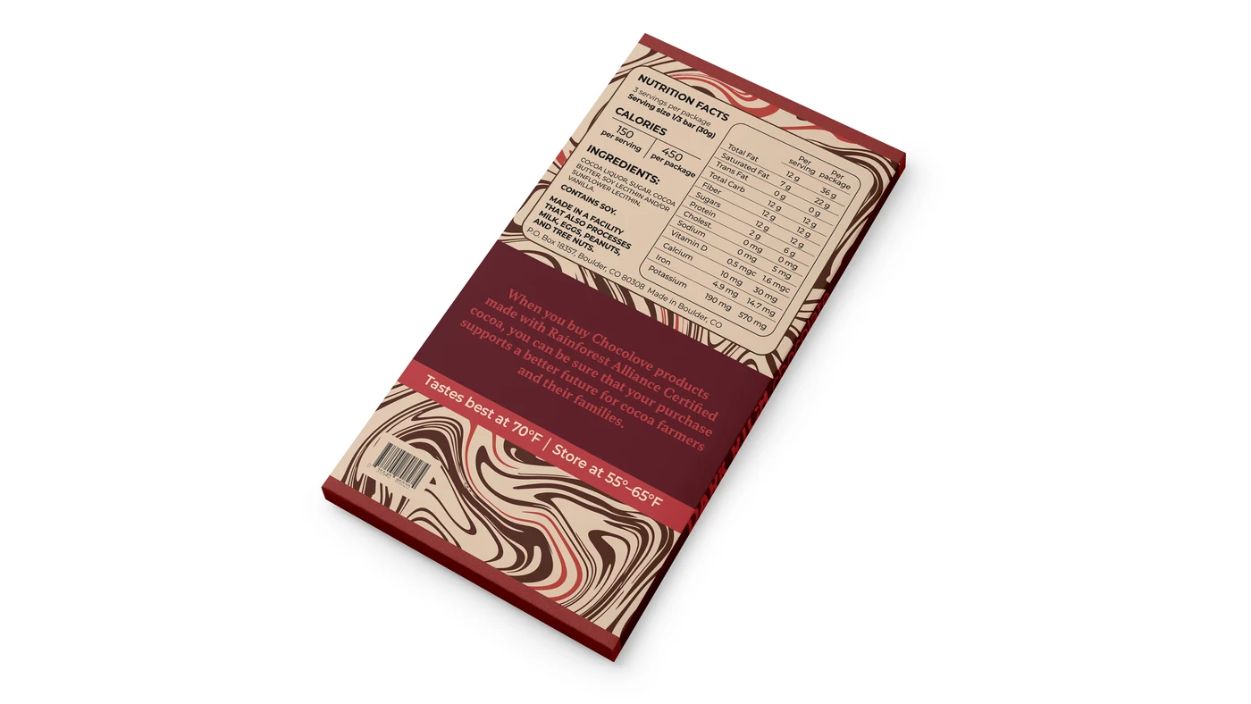 Chocolove XOXO Dark Rich packaging — back