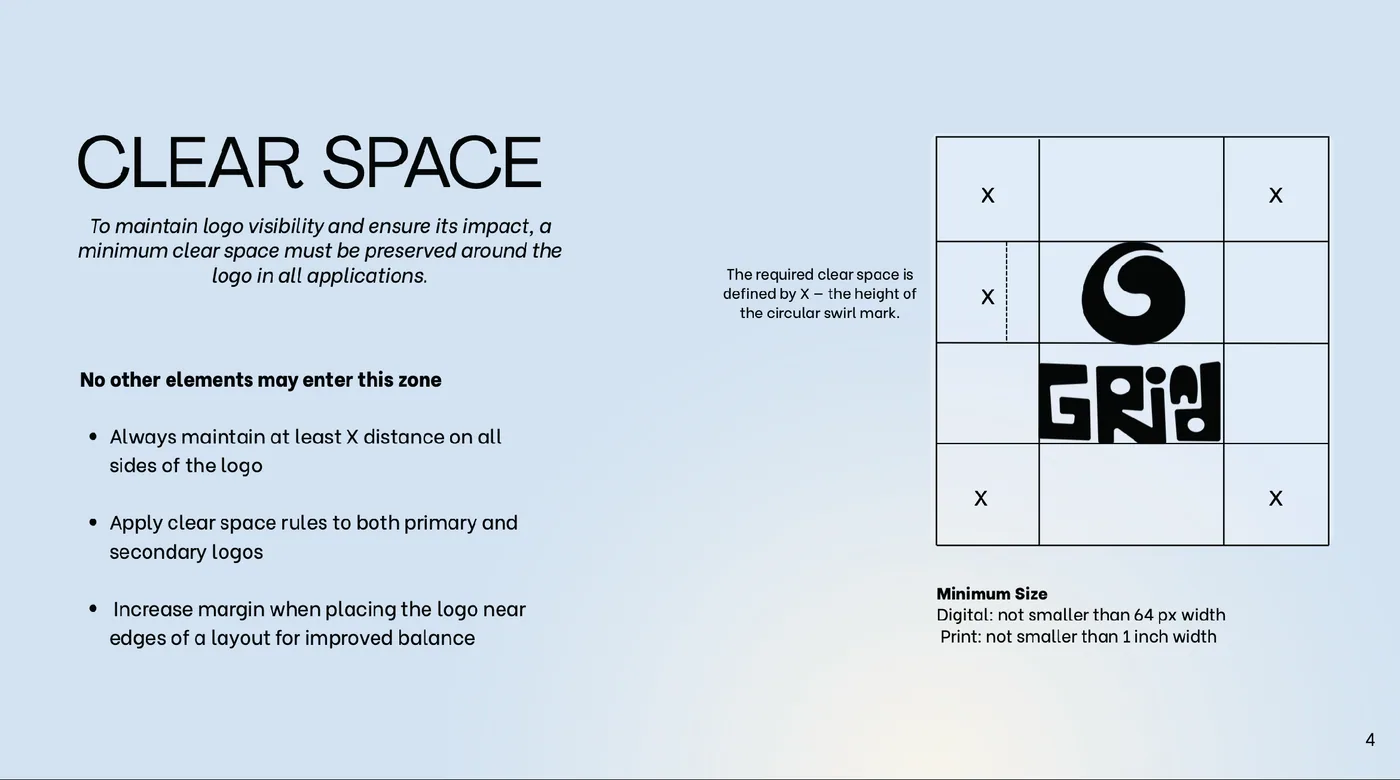 Grind brand guide — clear-space rules