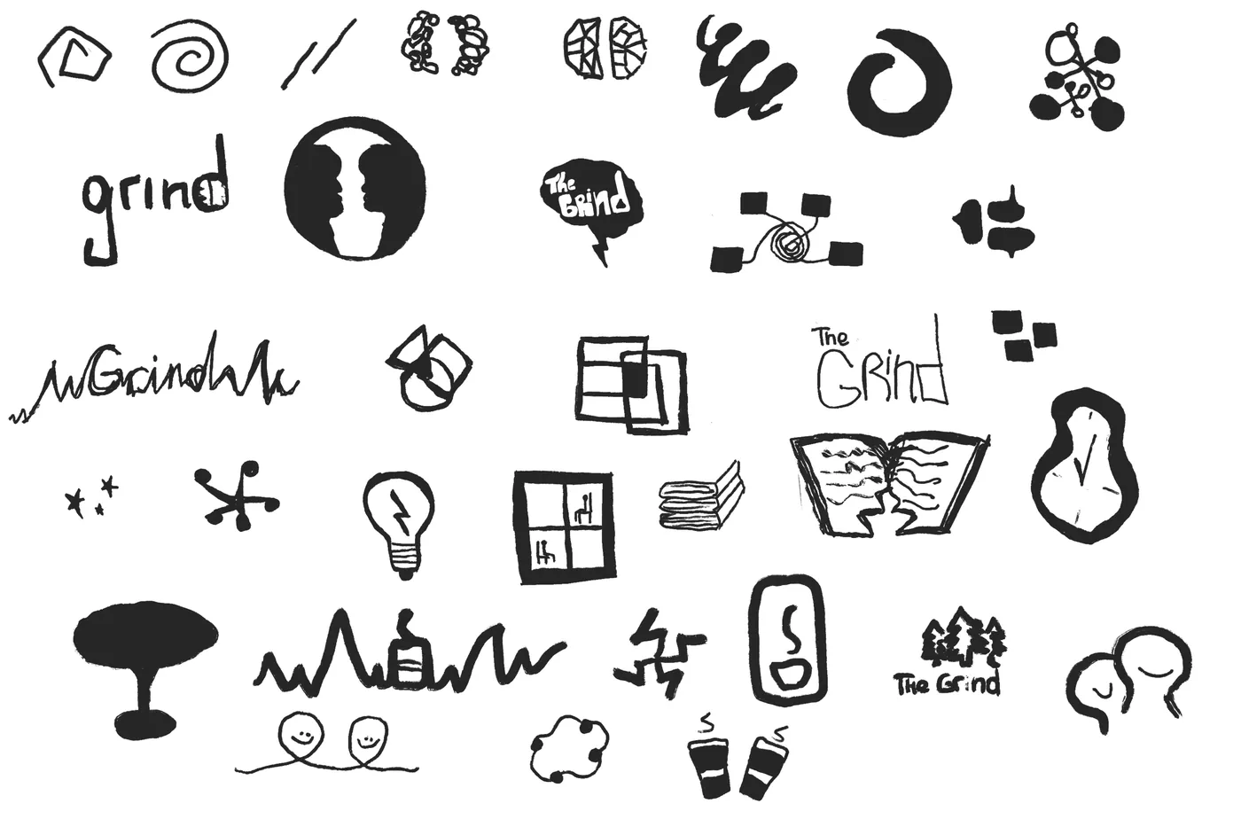 Grind early logo sketch exploration